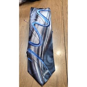 J. Garcia Capillaries‎ Collectors Edition Tie Blue Gray Abstract Silk Men's